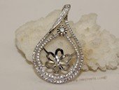 spm236 Cubic Zircon 925 Sterling Silver Calabash Flower  Pendant Mounting